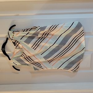 Ann taylor white aqua peach stripe tank small